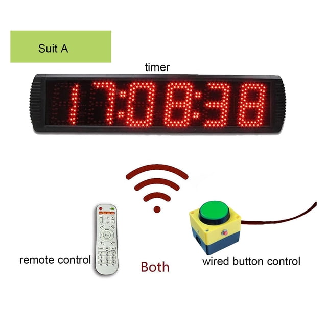 LED Race Timing Clock For Running Event, Gym Timer For Countdown Or Count Up,12-24 Hour Real Time Clock, 5 Inch, 6-Digit