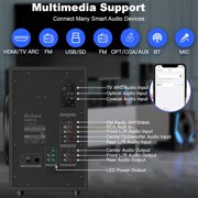 5.1 Channel Surround Sound Bluetooth Speaker System,Home Theater System,1200 Watts Peak Power 10 Subwoofer Audio Stereo Speakers Strong Bass with ARC Optical AUX Bluetooth Input