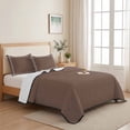 thumbnail image 5 of King Quilt Set 96''x106'', Pure Brown Lightweight Summer Bedspread Coverlet Set with 2 Pillow Shams, Simple Solid Color Breathable All Season Quilt Bedding for Bedroom/Guest Room, 5 of 9