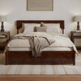 thumbnail image 3 of Norla Queen Wood Platform Bed with Footboard and Twin XL Trundle in Walnut, 3 of 13