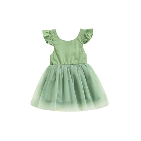 

Bagilaanoe Toddler Baby Girl Summer Dress Ruffle Fly Sleeve A-line Princess Dresses 1T 2T 3T 4T 5T 6T Kid Patchwork Tulle Skirt