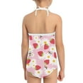 thumbnail image 3 of FOR U DESIGNS Cute Swimsuits for Teen Girls Halter Neck Bathing Suit Size 9-10 Strawberry Daisy Bee Sleeveless Swimwear with Adjustable Neck Strap, 3 of 6