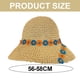 thumbnail image 2 of Sombrero de paja con circunferencia de 56-58 cm, sombrero de playa de verano para mujer, sombrero de sol plegable con flores y protector solar de ala grande para playa, 2 of 6
