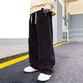 thumbnail image 2 of KAUOD Boys Corduroy Baggy Sweatpants Straight Wide Leg Elastic Waist Sweat Pants Youth Kids Plain School Sport Trousers, 2 of 8