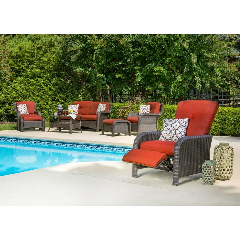 Hanover Strathmere Wicker and Steel Outdoor Patio Lounge Chair Crimson Red Walmart