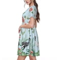 thumbnail image 2 of Hirioo Chinoiserie Floral Palm Tree for Short Sleeve Dress Women’ Short Sleeve dress with Pockets, 2 of 8