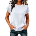 thumbnail image 2 of GERsome Sweatshirt for Women Crewneck Short Sleeve Lightweight Casual Travel Pullover Tops with Pockets White M, 2 of 6