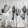 thumbnail image 5 of Tulip Black White Extra Long Shower Curtain Set, Waterproof Shower Curtains for Bathroom, Spring Floral Botanical Bloom Washable Fabric Cloth Bath Curtain for Bathtub with Hooks 72x96 Inches, 5 of 6