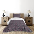 thumbnail image 4 of Ambesonne Leopard Print Quilted Bedspread Set 2 Pcs, Cheetah Panther Spots, Twin Size, Black Grey and Pink, 4 of 5