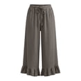 thumbnail image 4 of Breezora Womens Linen Summer High Waisted Barrel Wide Leg Pants Straight Cut Casual with Pockets, 4 of 5
