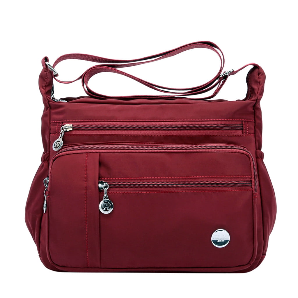 (FZM) S 9802 9803 Ladies Waterproof Nylon Canvas Bag Shoulder Bag Shoulder  Diagonal Bag Casual Bag Red Small JIELSHI