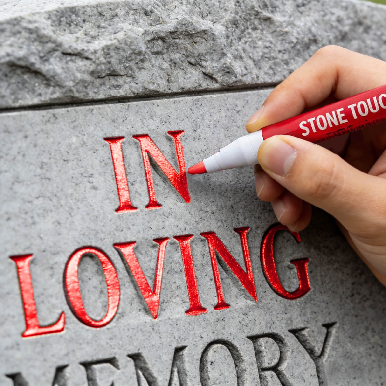 4 Pack Marker Pen for Restoring Faded Grave Inscriptions, Fast-Drying Stone Touch Up Pen, Paint Markers for Granite Headstones Grave Marker Mug, Black+Gold+Red+Silver