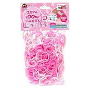 Loom Rubber Bands Bracelets Pink & White 600 Bands per Pack (package style will vary )