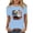 Blue(Style 32), variant on Independence Day Tops for Women, Ladies Spring Summer Short Sleeve Round Neck Casual Printed Cotton T-Shirt
