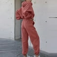 thumbnail image 2 of AOMPMSDX Autumn/Winter 2024 Women's Two Piece Set: Long Sleeved Round Neck Drawstring Hooded And Loose Trousers Tracksuit Brick Red S, 2 of 8