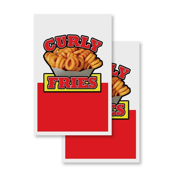 Curly Fries (2-PACK) 24" x 36" Vinyl Decals | Sign Insert Peel & Stick Decals Stickers Window Signs