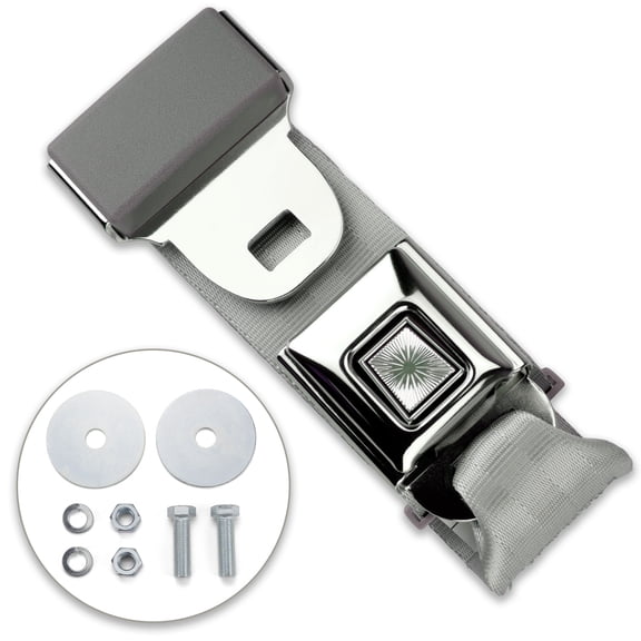 RetroBelt Silver Pushbutton Lap Seat Belt 75" W/ Hardware Safety Classic