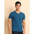 thumbnail image 4 of BERRYBLUES Solid Men V Neck Beige T-Shirt, 4 of 5