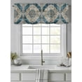 thumbnail image 4 of Blue Gray Boho Flower Curtain Valances for Windows, Vintage National Floral Kitchen Valance Window Treatment, Light Filtering Block Curtains for Bathroom/Bedroom/Living Room 60'' x 18'', 4 of 9