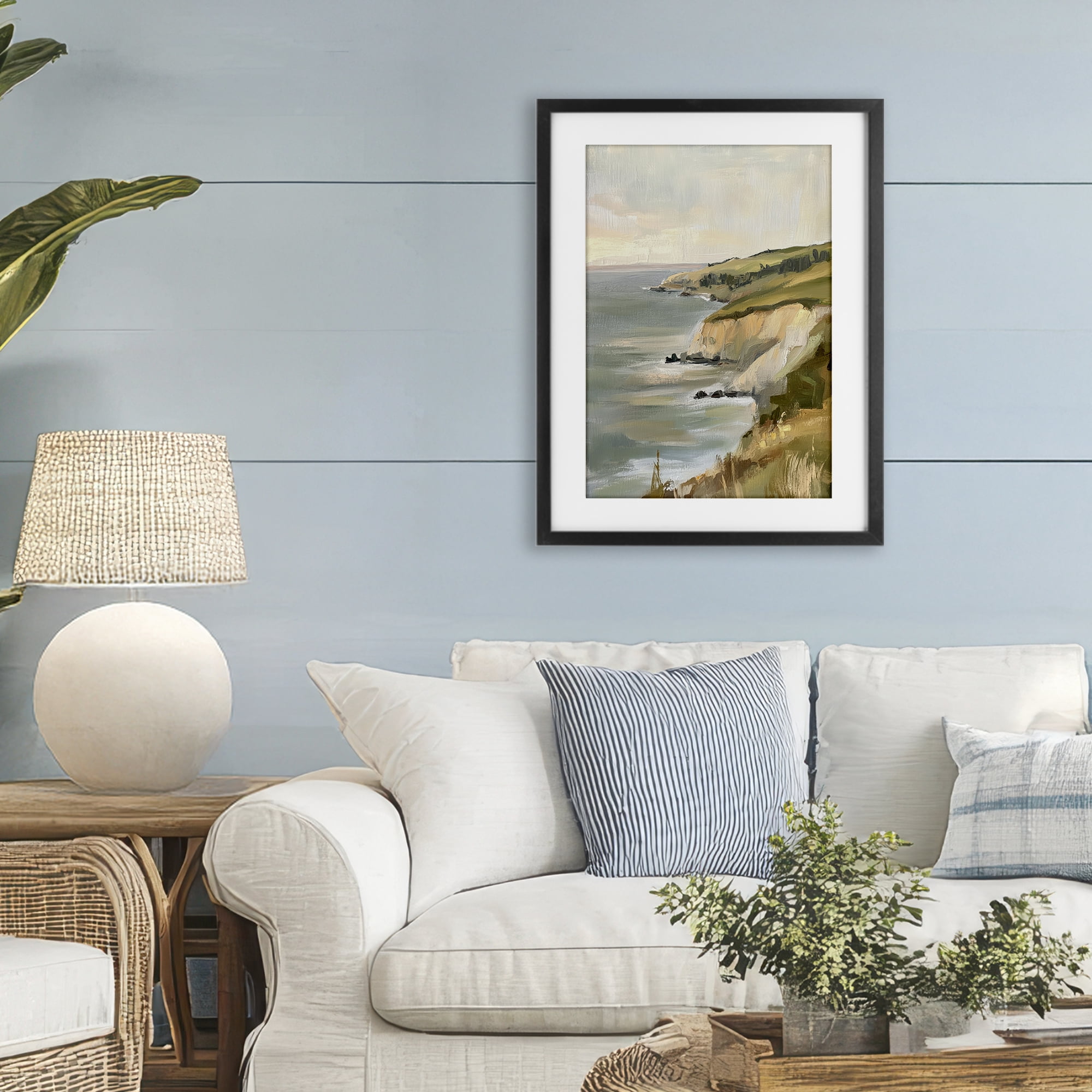 Stupell Industries Cliffs Off The Sea Black Framed Print Under Glass, design by Petal Prints Design