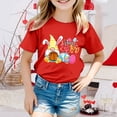 thumbnail image 2 of MIASHUI Haut à Manches Courtes pour Garçons et Filles, T-Shirt Graphique de Pâques, Col Rond d'Été, Rouge, 8-9 Ans, 2 of 4
