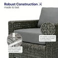 thumbnail image 3 of Krikacy Outdoor Wicker Armless Sofa Chair, All-Weather HDPE Wide-Seated w/Thick Cushions, Grey, 3 of 7