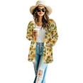 thumbnail image 2 of SCRAWLGOD Sunflower Long Cardigan for Women Lightweight Open Front Jacket Coat Outwear Long Sleeve Fall Cardigans for Women Trendy Comfortable Dressy Cardigans for Women Park Size 2XL, 2 of 7