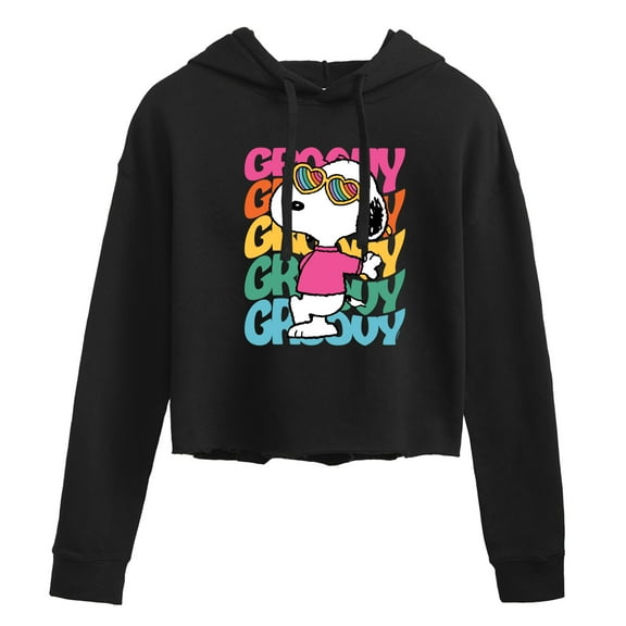 Peanuts - Groovy Stacked - Juniors Cropped Pullover Hoodie