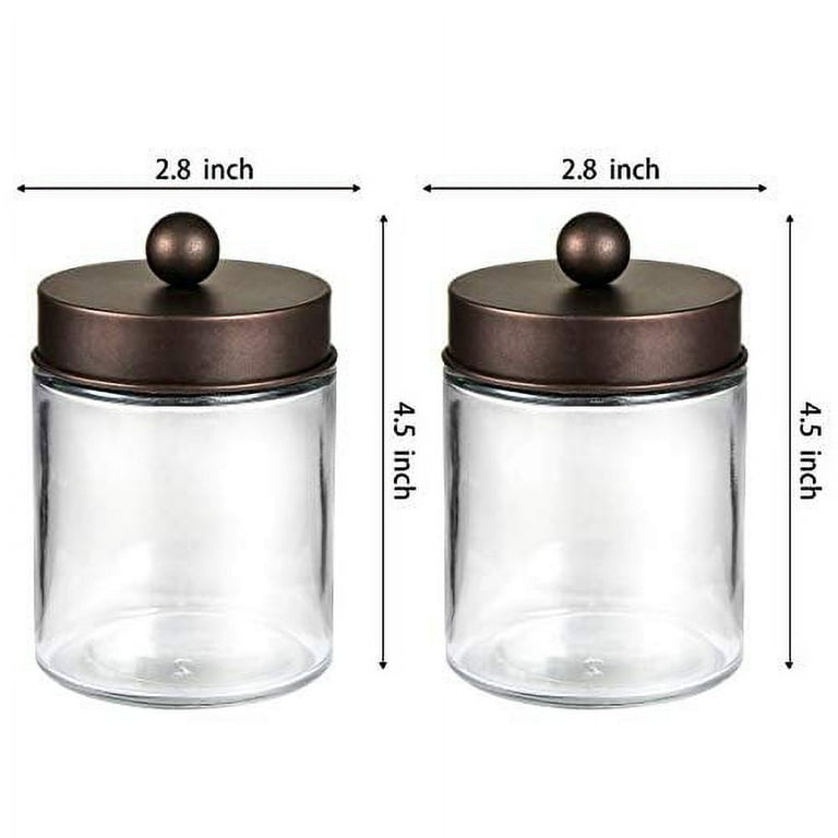 Glass Bathroom Vanity Storage Jar for Cotton Swabs, Makeup Sponges