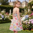thumbnail image 6 of YHAJDS Girls Cotton Spaghetti Strap Dress Printed Beach Vacation Dress with Bag Set Daily Summer Sundress, 6 of 8