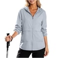 thumbnail image 2 of TAGOLD Womens Winter Hooded Casual Outwear & Jackets Solid Color Zip Up Hooded Loose Long Sleeve Casual Outer Top With Side Pockets For Daily Street Outdoor Office Wear, 2 of 5