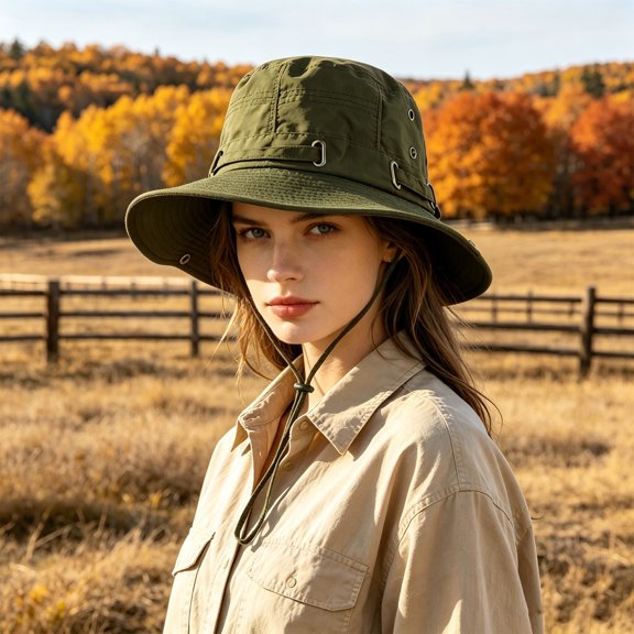 Quick Dry Safari Sun Hat Breathable Bucket Hat With Adjustable Chin Strap Uv Protection Travel Hat For Fishing Hiking Beach(Army Green-58Cm)