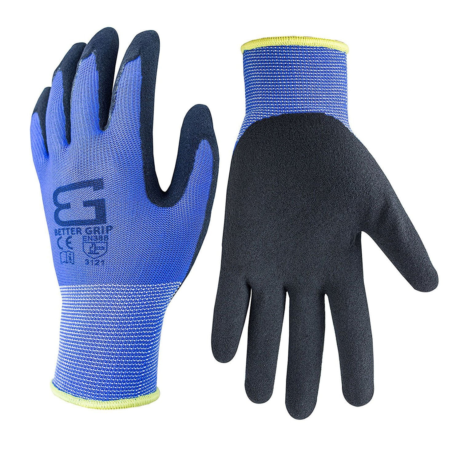 Better Grip UltraThin BGSBL19 Nylon Sandy Latex Coated Work Gloves, 4