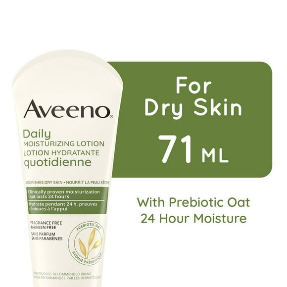 Aveeno Daily Moisturizing Lotion, Dry Skin, Non-Comedogenic, Prebiotic Oat, Daily Moisturizer, Fragrance Free