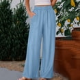 thumbnail image 1 of TaTaai Women's Casual Wide Leg Pants Denim-Like Fabric Elastic Waist Loose Fit Solid Color Trousers with Two Side Pockets for Comfortable Daily Outfits Gift, 1 of 8