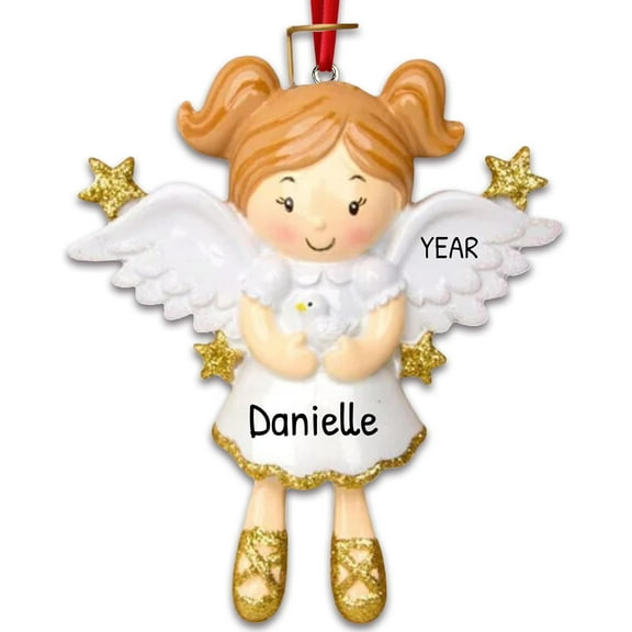 Personalized Angel Ornament 2025 - Blonde Girl Baby Angel Ornament 1 Pack