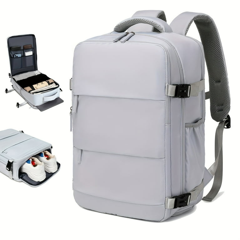 YJEJUJ Large Capacity Travel Backpack with Shoe Compartment and Charging Port Lightweight Laptop Daypack for Fashionable Commuters Women s Gray