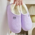 thumbnail image 5 of Womens House Cute Bear Slippers,Purple Memory Foam Plaid Scuff Non-Slip Soles Indoor Outdoor Comfortable Bedroom Winter Shoes Size 7, 5 of 7