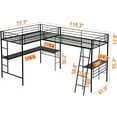 INCLAKE Twin Size LShaped Loft Bed with 2 Builtin Desks, Metal Loft