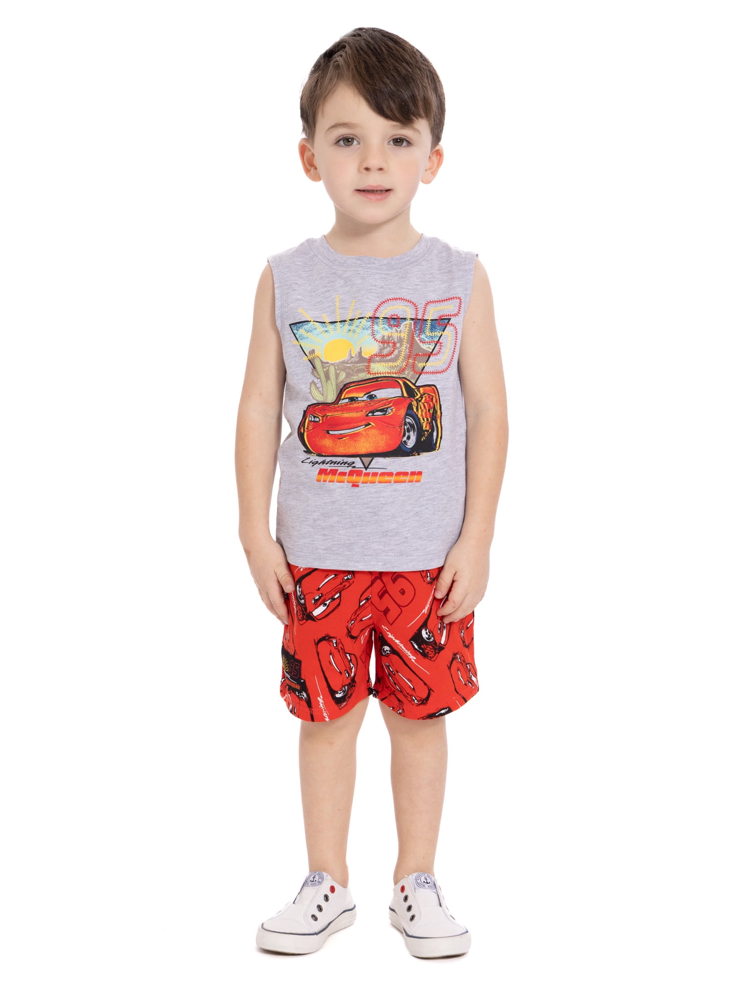 Disney Pixar Cars Toddler Boys Graphic Tank Top and Matching Allover Print Shorts Set, 2-Piece, Sizes 12M-5T