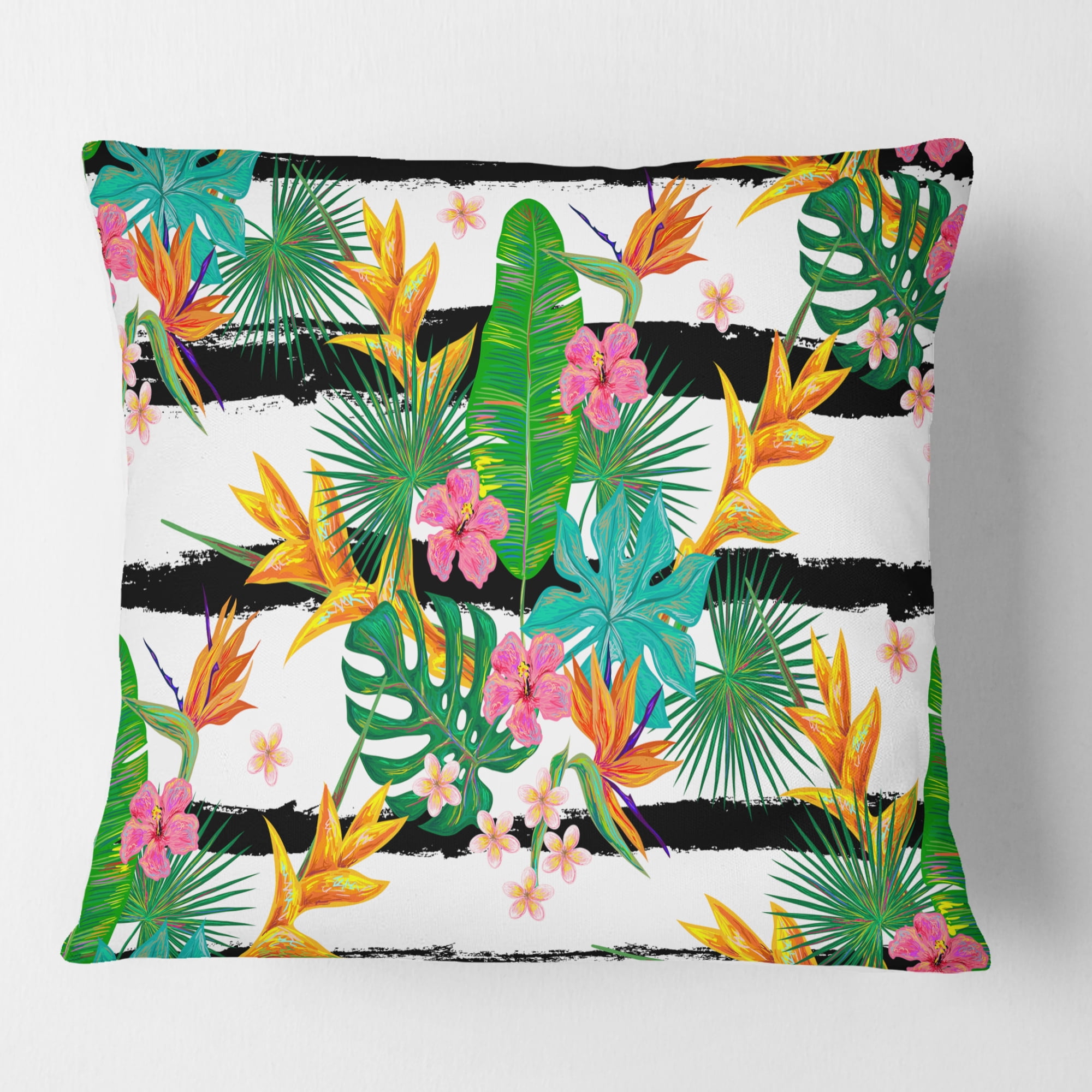 Designart Retro Tropical Leaves II' Mid-Century Modern Throw Pillow - 18x18
