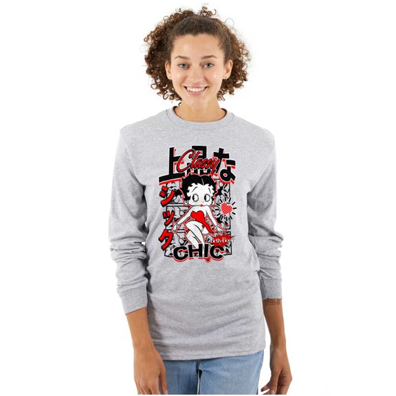 Kanji Style Betty Boop Classy Chic Women's Long Sleeve T Shirt Brisco Brands S
