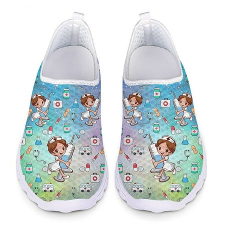 

Gradient Cartoon Nurse Premium Sketch Print Loafers Women Casual Shoes Slip On Flat Nursing Shoes Woman Summer Ladies Sneakers