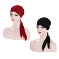 thumbnail image 3 of Bow Headscarf, Pure Color Chemo Headscarf Breathable  For Lady For Holiday Party, 3 of 8