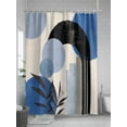 thumbnail image 5 of Fsddascl Boho Middle Century Shower Curtain Set - Standard 72" x 72" Washable Bathtub Curtain with 12 Hooks, Abstract Blue Geometric Leaves Waterproof Fabric Stall Shower Curtains for Bathroom, 5 of 6