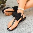 thumbnail image 2 of Kojanyu Women's Bow Knot T-Strap Flat Sandals Open Toe Summer Casual Beach Walking Thong Shoes PU Leather Slip On Footwear, 2 of 10