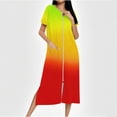 thumbnail image 1 of Camisón largo con cremallera para mujer, bata de punto, largo completo, color degradado, con bolsillos, 1 of 7