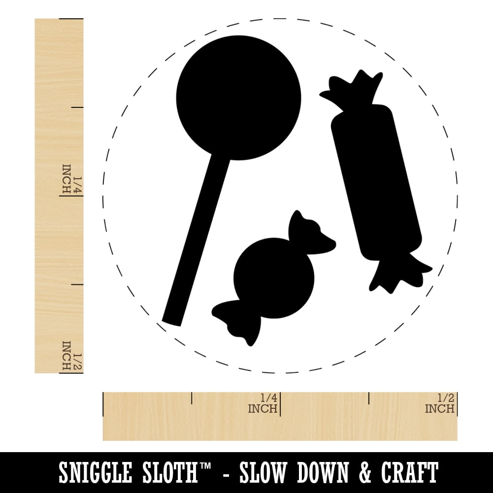Candy Lollipop Self-Inking Rubber Stamp Ink Stamper - Blue Ink - Mini 1/2 Inch