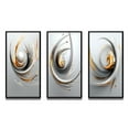 thumbnail image 2 of Designart "Gold White Silver Liquid Sublime Minimalism III" Abstract Shapes Framed Wall Art Set Of 3 - Gold Transitional Frame Gallery Set For Office Decor, 2 of 6