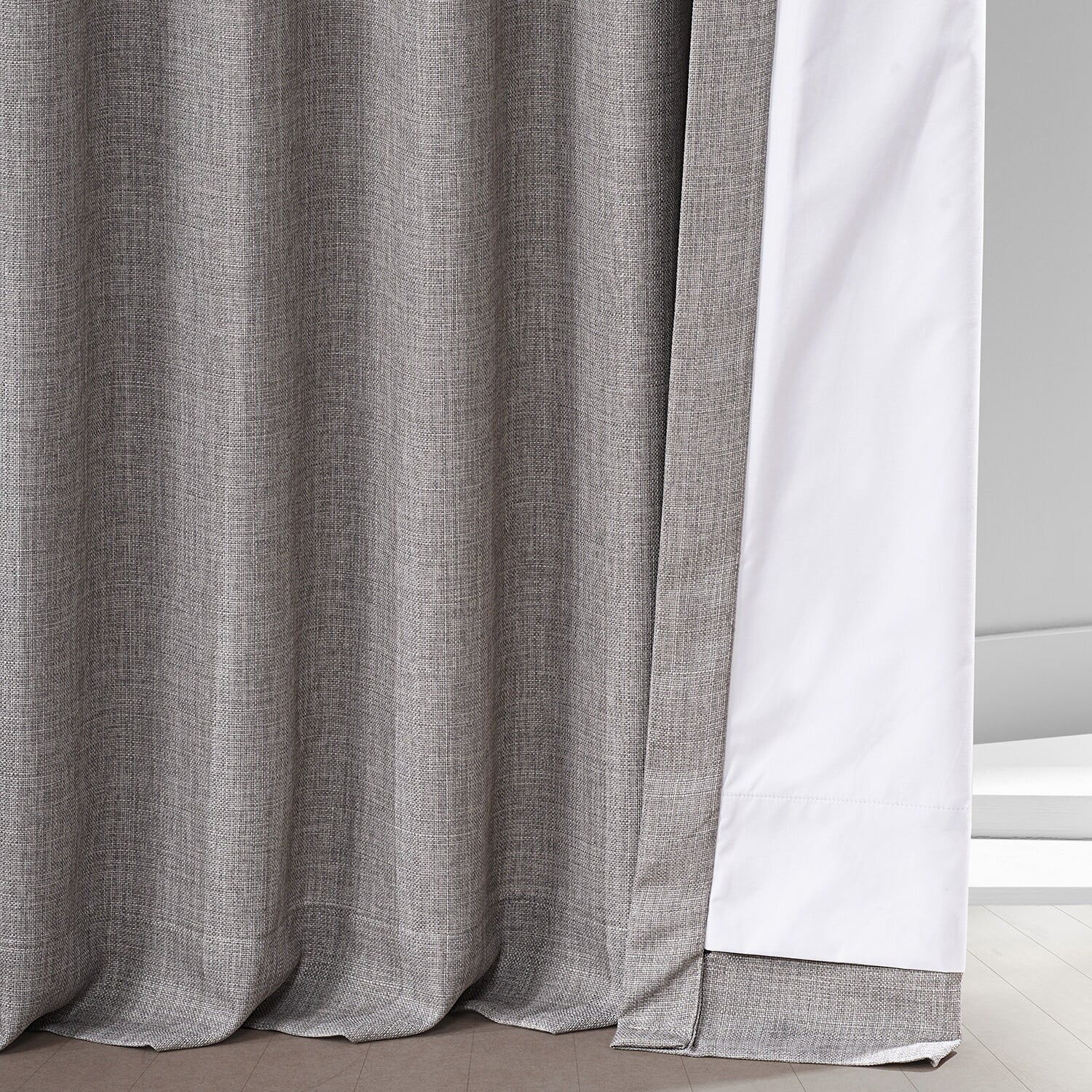 Signature Destination Slate Faux Linen Blackout Curtain (1 Panel), Destination Slate, 50W X 84L